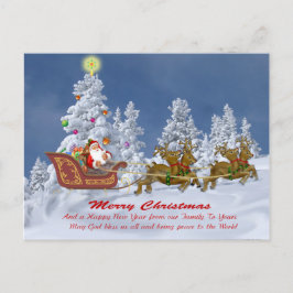 Kerstman en zijn rendier kerstkaarten feestdagenkaart