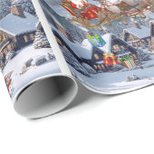 Kerstman en zijn rendier Kerstmis Personaliseren T Cadeaupapier (Rol Hoek)