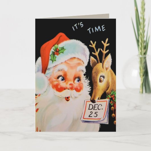  Kerstman en zijn rendiertje Feestdagen Kaart (Voorkant)