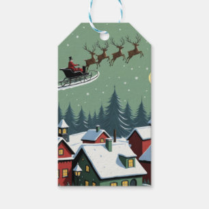 Kerstman en zijn slee cadeaulabel