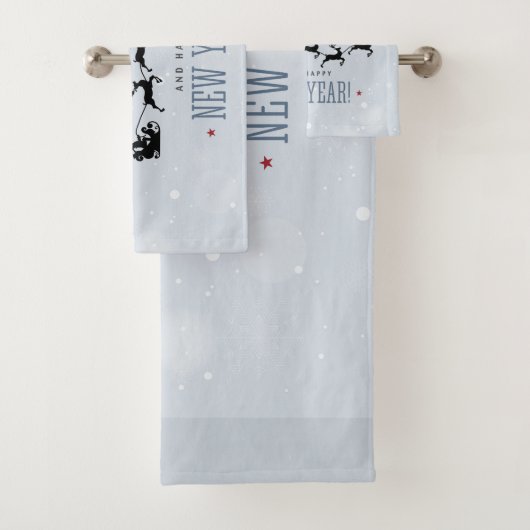 Kerstman en zijn vliegende rendierster Silhouette Bad Handdoek (Insitu)