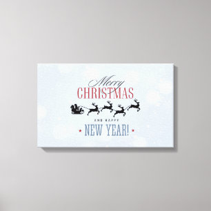 Kerstman en zijn vliegende rendierster Silhouette Canvas Afdruk