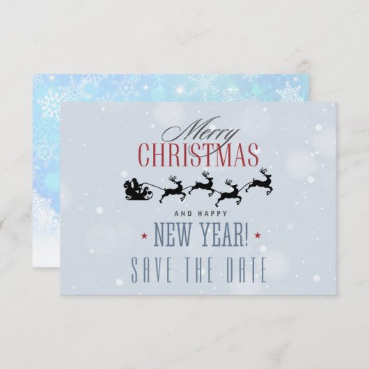 Kerstman en zijn vliegende rendierster Silhouette Save The Date (Voorkant / Achterkant)