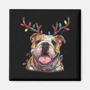 Kerstman Engelse Bulldog Rendier Licht Kerstmis Magneet