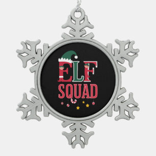 Kerstman Familie Kerst Matching Pyjama's Elf Squad Tin Sneeuwvlok Ornament