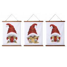 Kerstman Familie Met Blond Haar – Houten Bovenkant