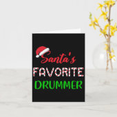 Kerstman Favoriete Drummer Gift Fun Drum Christmas Kaart (Gele Bloem)