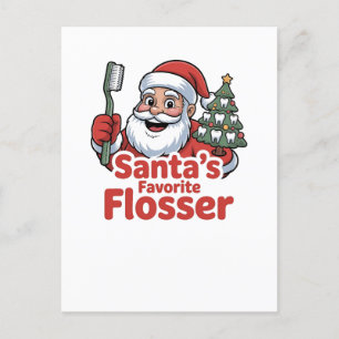 Kerstman Favoriete Flosser Kerst Tandheelkundige T Uitnodiging Briefkaart