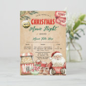 Kerstman Film Night Popcorn Rustic Kaart (Staand voorkant)