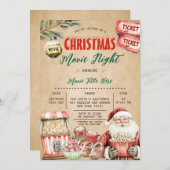 Kerstman Film Night Popcorn Rustic Kaart (Voorkant / Achterkant)