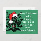 Kerstman Fleur DE lis Feestdagenkaart (Voorkant / Achterkant)