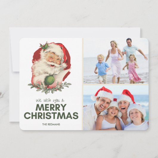 Kerstman Foto Vrolijke Kerstgroet Feestdagenkaart (Voorkant)