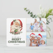 Kerstman Foto Vrolijke Kerstgroet Feestdagenkaart (Staand voorkant)