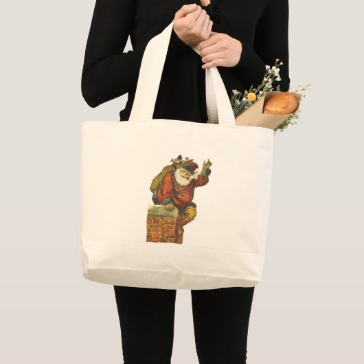  Kerstman gaat naar beneden schoorsteen Grote Tote Bag (Voorkant (product))