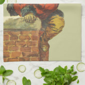  Kerstman gaat naar beneden schoorsteen Theedoek (Gevouwen)