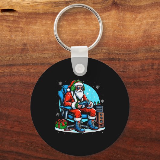 Kerstman Gamer Xmas Grappige Video Gaming Chri Sleutelhanger (Voorkant)