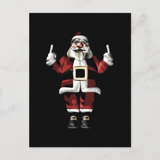 Kerstman geeft de vinger feestdagenkaart (Voorkant)