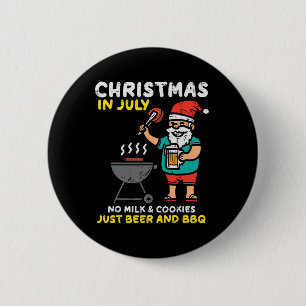 Kerstman Geen Melk Koekjes Alleen Bbq Grappige Ker Ronde Button 5,7 Cm