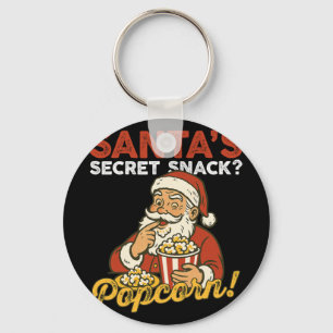 Kerstman Geheime Snack Grappige Popcorn Liefhebber Sleutelhanger