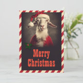 Kerstman geit feestdagenkaart (Staand voorkant)