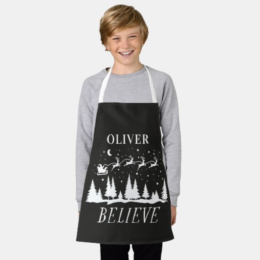 Kerstman geloof Kerstmis traditionele blauwe foto Schort (Gedragen)