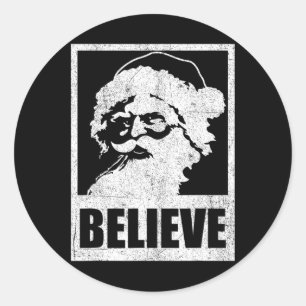 Kerstman Gelooft Retro Kerstmis in Juli Oud Ronde Sticker