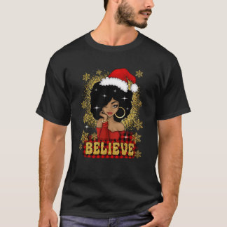 Kerstman gelooft zwarte zwarte vrouw t-shirt