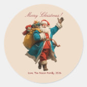 kerstman gepersonaliseerd kerstontwerp ronde sticker (Voorkant)