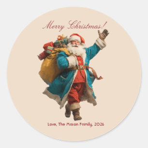 kerstman gepersonaliseerd kerstontwerp ronde sticker