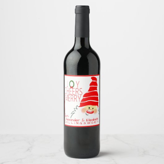 Kerstman gepersonaliseerde kerstwijn fles label wijn etiket (Voorkant)