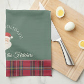 Kerstman Gepersonaliseerde Naam & Tekst Kerstmis Theedoek (Quarter Fold)