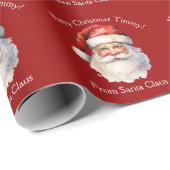 Kerstman gepersonaliseerde rode Kinder kerst Cadeaupapier (Rol Hoek)