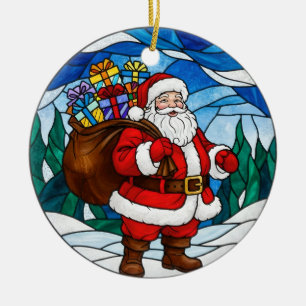 Kerstman Geschenken Dennenbomen Kerst Ornament
