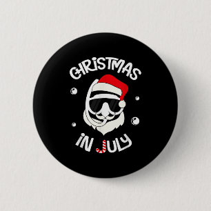 Kerstman Gezicht Kersthoed Grappige Kerst in Juli Ronde Button 5,7 Cm