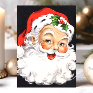 Kerstman gezicht Kerstmis vintage Feestdagen Kaart
