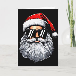 Kerstman Gezicht Retro Zonnebril Kerst T-Shirts Vo Kaart