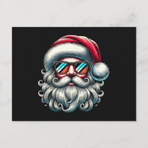 Kerstman Gezicht Retro Zonnebril Kerstmis Briefkaart