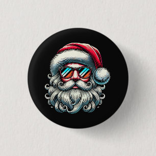 Kerstman Gezicht Retro Zonnebril Kerstmis Ronde Button 3,2 Cm