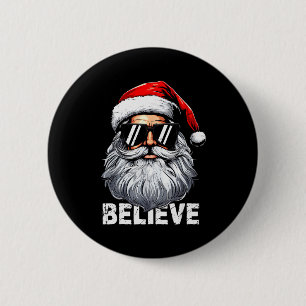 Kerstman Gezicht Zonnebril Geloof Kerst Truien Voo Ronde Button 5,7 Cm