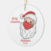 Kerstman gezichtsmasker vrolijk kerstfeest keramisch ornament (Links)