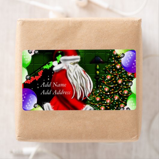 Kerstman Gifts Under Christmas Tree Label (Insitu)