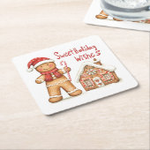 Kerstman Gingerbread Man Vierkante Kartonnen Onderzetter (Schuin)