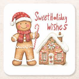 Kerstman Gingerbread Man Vierkante Kartonnen Onderzetter