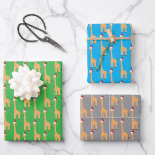 Kerstman Giraffe Inpakpapier Vel
