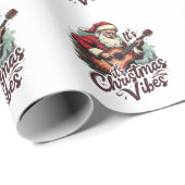 Kerstman Gitaar Speler - Rocken rond de wereld Cadeaupapier (Rol Hoek)