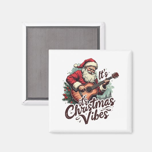 Kerstman Gitaar Speler - Rocken rond de wereld Magneet (Voorkant / Achterkant)