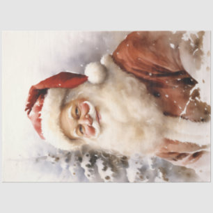 kerstman glimlacht in het bos tissuepapier