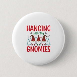 Kerstman Gnome met mijn Gnomies Ronde Button 5,7 Cm
