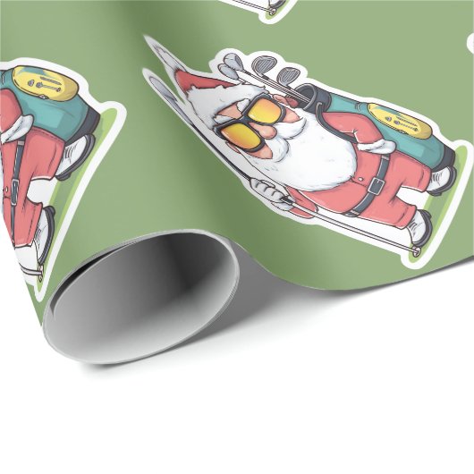Kerstman Golfen Kerst Fun Cadeaupapier (Rol Hoek)