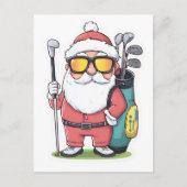 Kerstman Golfen Kerst Fun Feestdagenkaart (Voorkant)